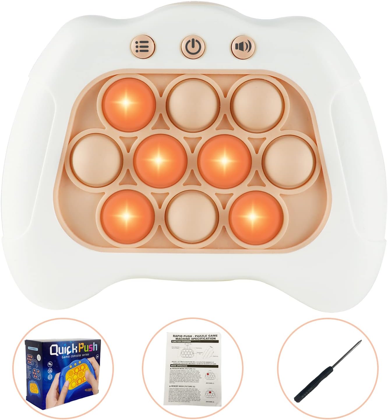 Pop The Target! Handheld Speed Pushing Game Machine: A Fun Multiplayer Game for Family. Fidget Game Toy for 6 7 8 9 10 11 12 Years Old White