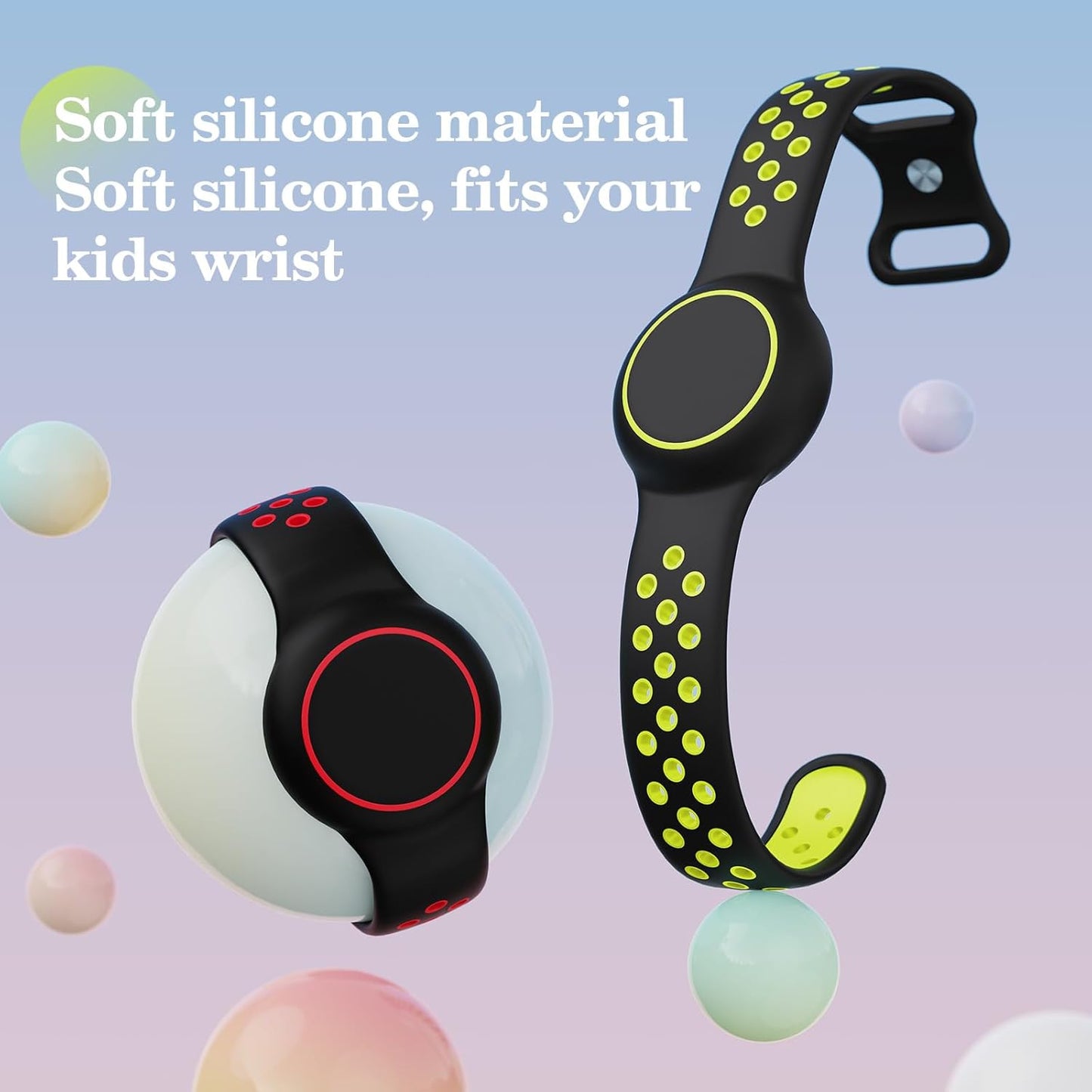 Waterproof Bracelets Compatible with AirTag for Kids, 2 Packs Silicone Holder with Hidden Cover Design Wristband Compatible with AirTag for Child, Breathable GPS Tracker Holder for Kids BYRED