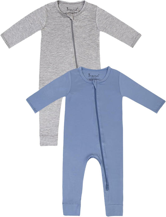 Jimonda Baby Romper Boys Girls Bamboo Pajamas 2-Way Zipper Footless Unisex Long Sleeve Sleepers Sleep and Play 0-24 Months