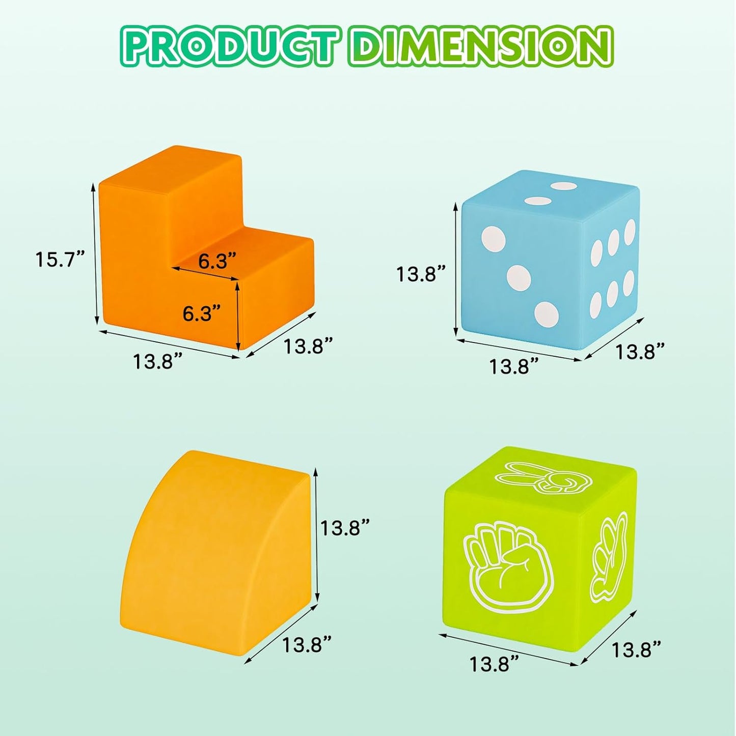 UMOMO 6 PCS Foam Climbing Blocks for Toddlers, Dice & Rock-Paper-Scissors Game Modes, Colorful Modular Play Set for Kids - Safe Indoor Activity Toy for Preschool Playroom (Green-Blue)