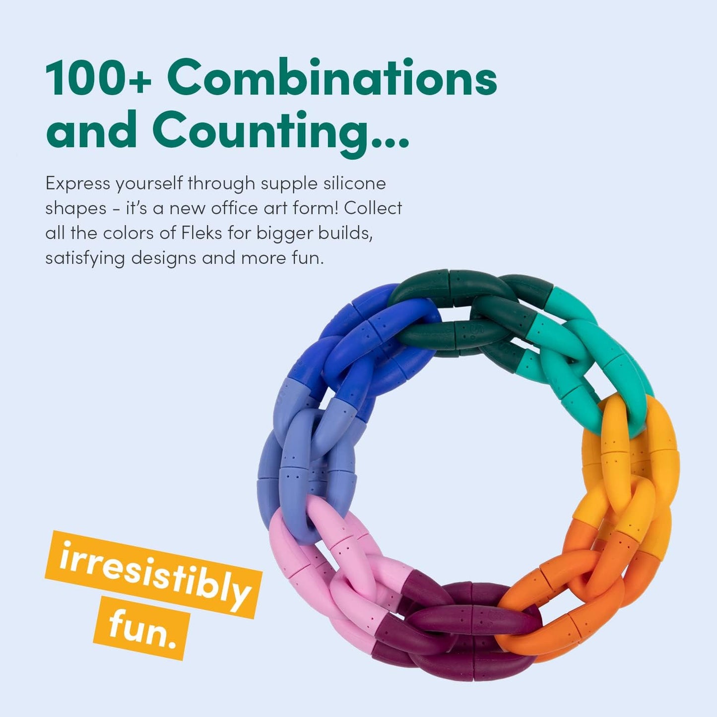 Speks Fleks Silicone 6-Piece Building Set - Bluegrass - Fun Desk Toy for Adults