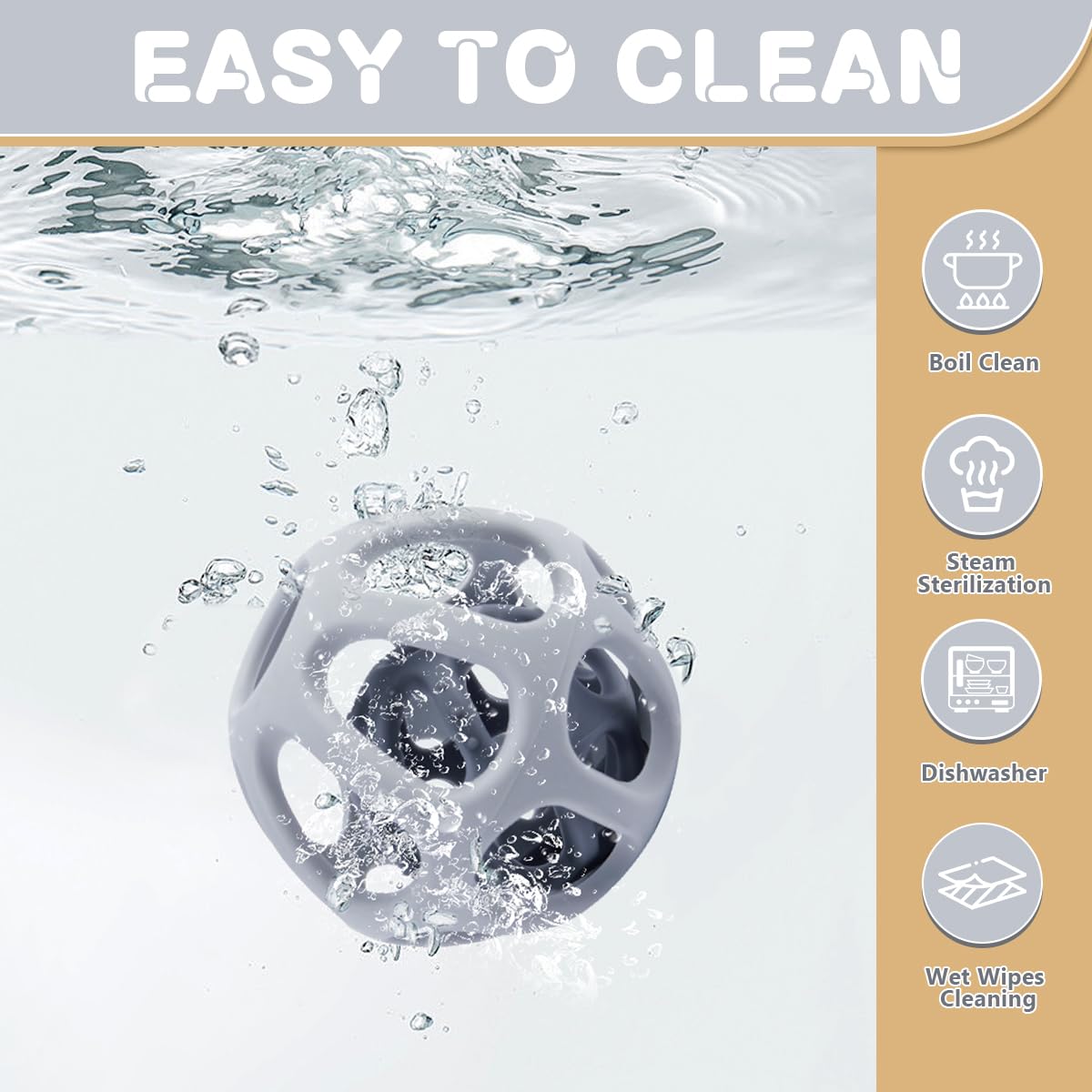 MCGMITT Silicone Baby Teether Ball Toy, Easy Grasp Sensory Balls for Babies 0-6-12 Months, Food Grade Soft Teether Ring for Teething Relief, Baby Teething Toy Gift for Infant Toddlers Boys and Girls