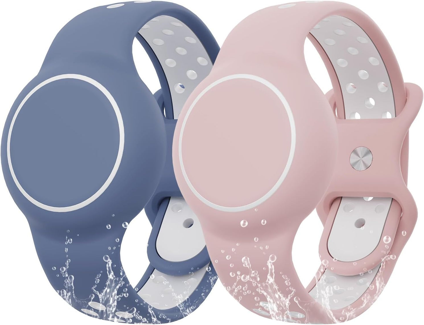 Waterproof Bracelet Compatible with AirTag for Kids (2 Pack), Protective Case GPS Tracker Holder for Child with Full Coverage Hidden Design, Soft Silicone Anti-Lost Wristband Cover for Toddler BWPW