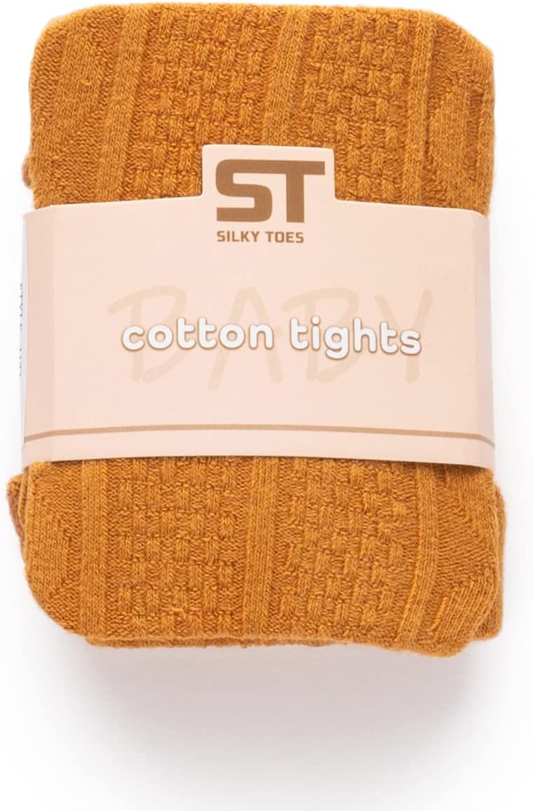 Silky Toes Luxurious Cotton Tights for Baby Girls 1 Pk Cable Knit Winter Footed Leggings