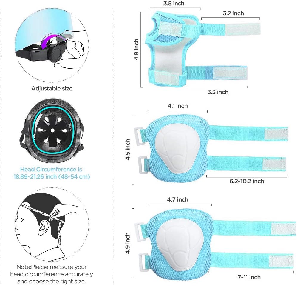 Kids Bike Helmet Set, CPSC Certified with Knee Pads Elbow Pads Wrist Guards,Adjustable Helmet for Ages 3-5-8-15 Toddler Kids&Youth,Bicycle Skateboarding…