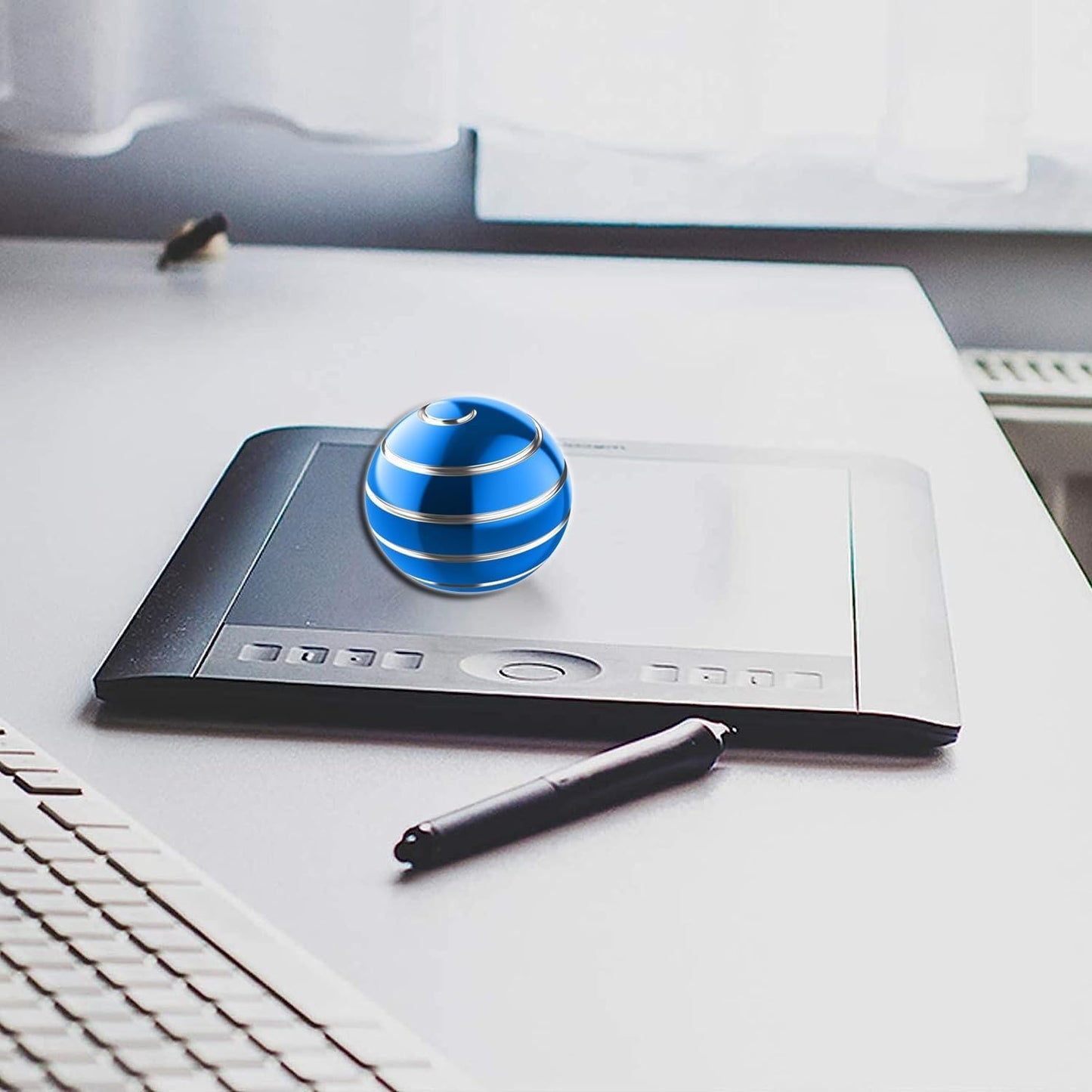 Kinetic Desk Toy, Metal Fidget Toys for Adults, 1.77" Stress Relief Balls for Adults, Stocking Stuffers Party Favors Toys for Kids Ages 3, 4, 5, 6, 7, 8 (1.77", Blue)