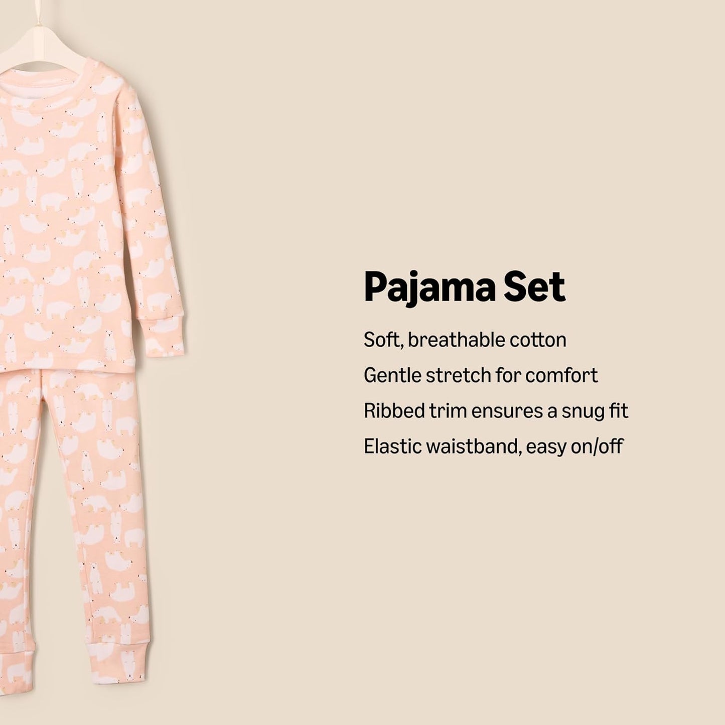 Amazon Essentials x Sofia Grainge Unisex Babies, Toddlers and Kids' Snug-Fit Cotton Pajamas, Pack of 2