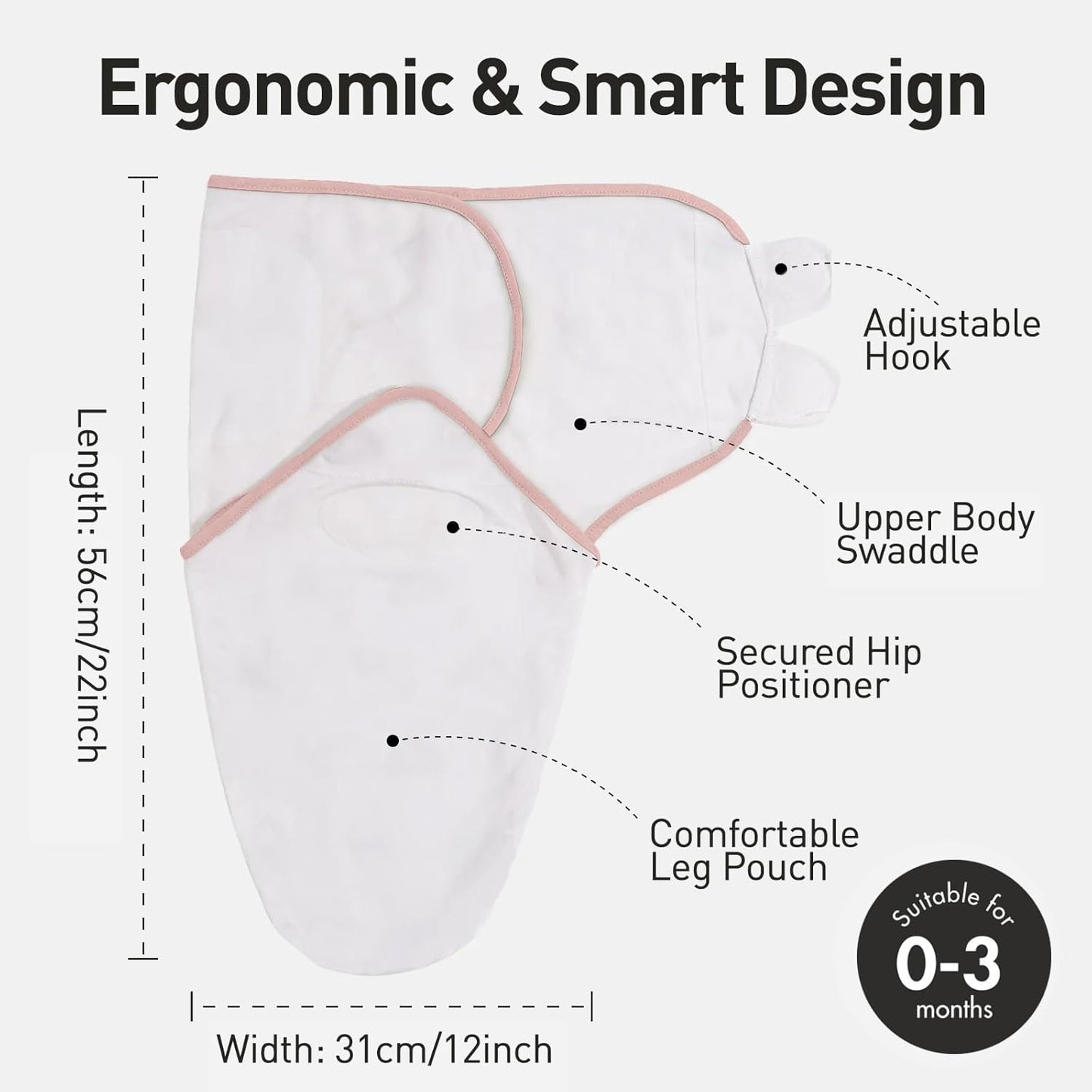 GLLQUEN BABY Swaddle Blankets for Baby Girl & Boy, Easy Adjustable Sleep Sack, Newborn Swaddles for 0-3 Months, Baby Sleep Sack, Pink & Yellow Tone, Swaddling Blankets 3 Pack Wrap Set