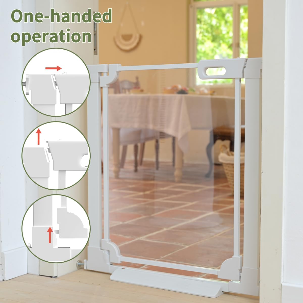 Clear Baby Safety Gate for Stairs,29"-48" Wide, 30" Tall Pressure Mounted Acrylic Pet Gate, Easy Walk Through Auto Close Child Gate for Doorways and House,29.52-37.79"