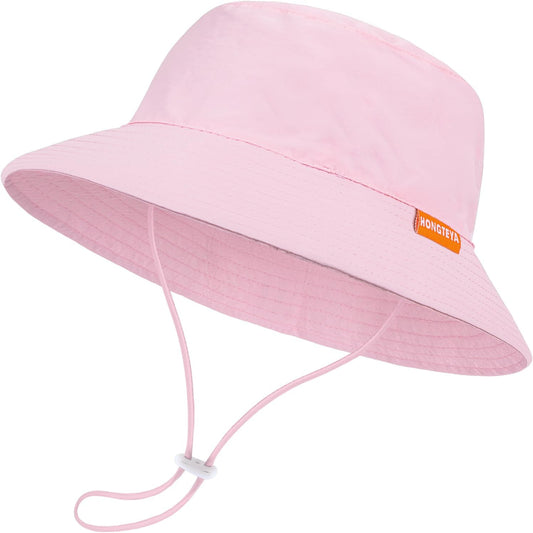 Baby Sun Hat Kids Summer UPF 50+ Toddler Bucket Hat Wide Brim Adjustable Beach Hats for Boys Girls Age 0-6 Years