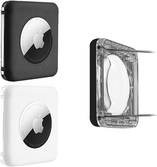 TagVault™ AirTag Dual Safety Pin (2 Pack) - The Most Secure AirTag Holder for Kids | Low-Profile, Doesn't Dangle | Elevation Lab (White, Black)