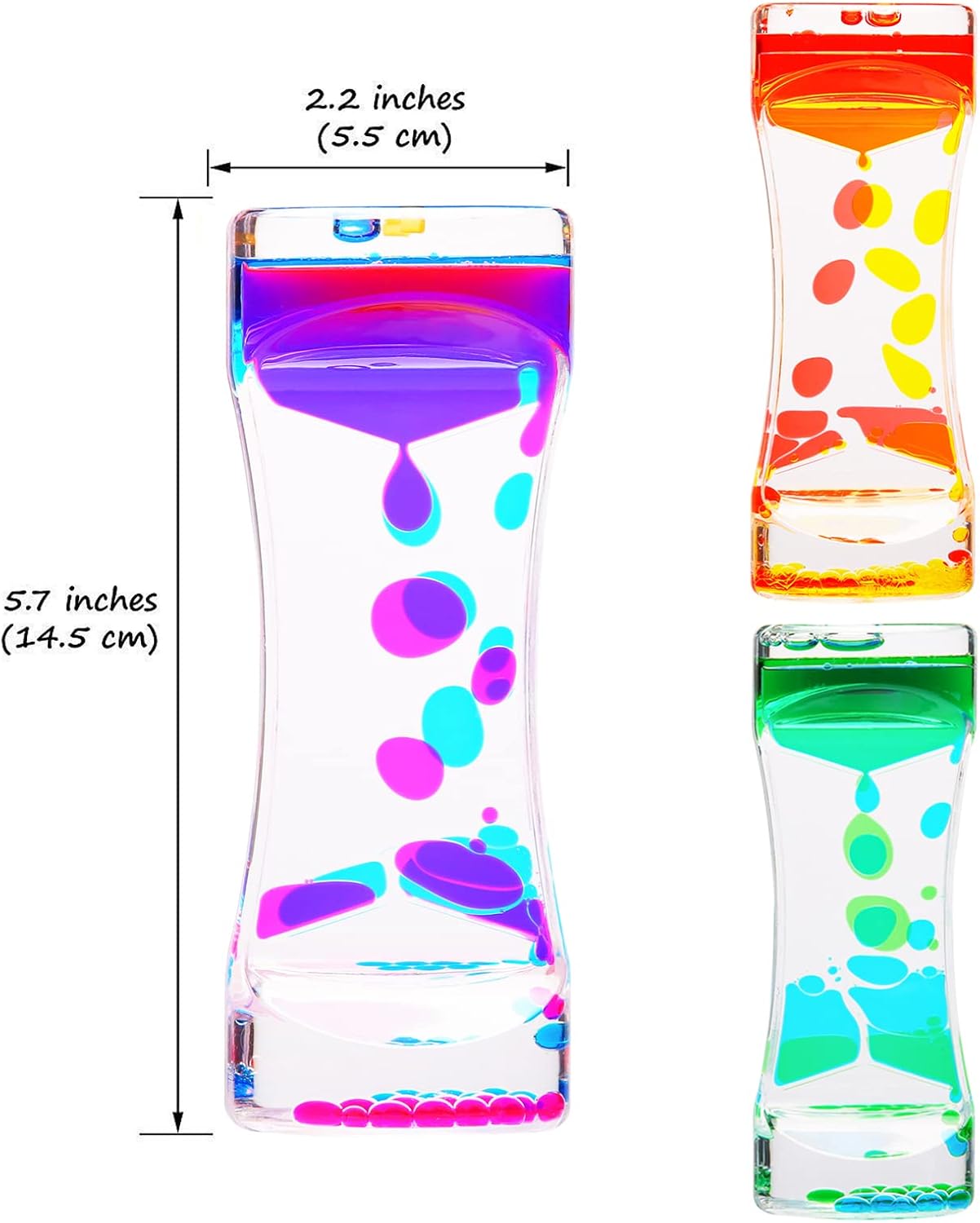 Liquid Motion Bubbler,CAILINK 3 Pack Kids and Adults Relax Sensory Toys,Stress Relief Fidget Water Timers,Colorful Hourglass,ADHD Anxiety Autism Activity,Home Office Desk Decor