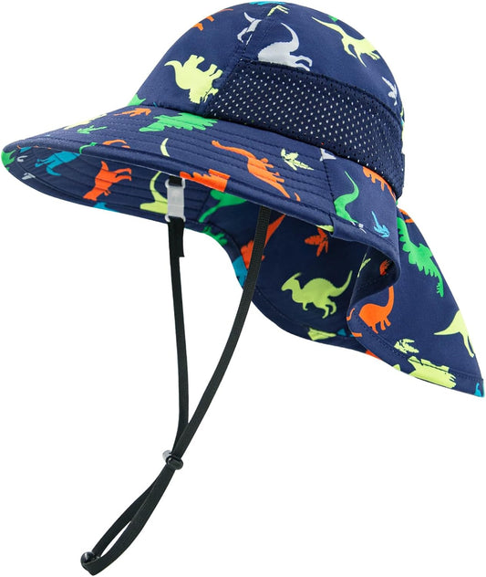 XIAOHAWANG Girls Sun Hat Baby Beach Hats Boys UPF 50+ Kids Summer Protection Cap Toddler Breathable Caps Wide Brim Neck Flap