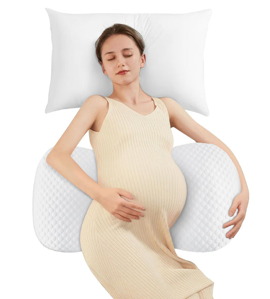 Pregnancy Pillow Cooling for Sleeping, Detachable and Adjustable Double-Sided Support Maternity Pillow Skin-Friendly for Pregnant Women Back, HIPS, Legs(30°Slope Design Verified by Expectant Mothers)