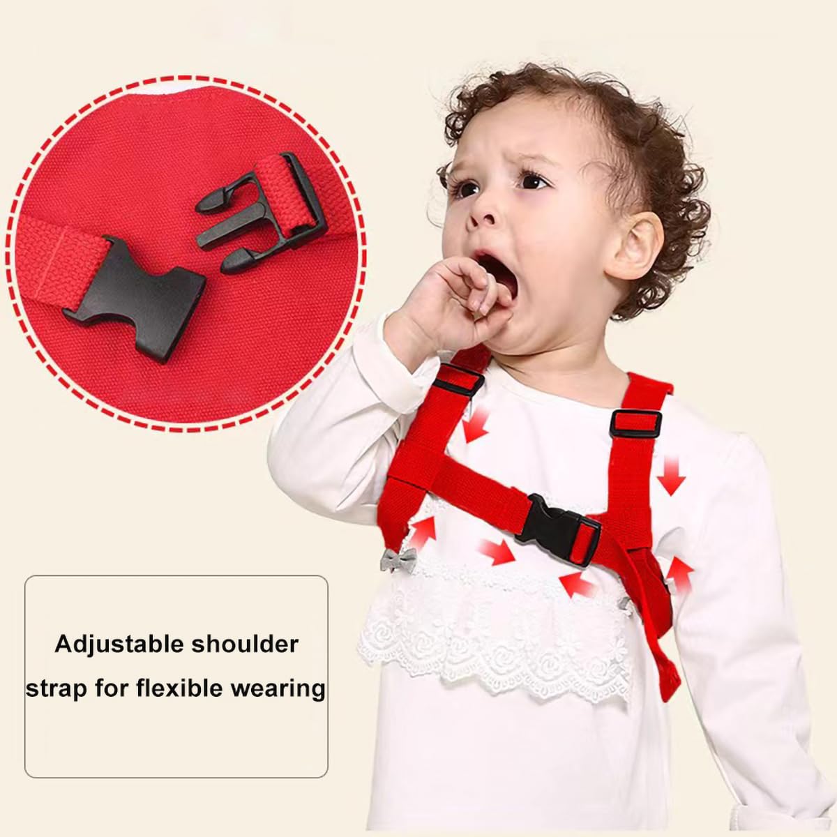 Toddler Harness + Anti Lost Wrist Link - Baby Leash Wristband with lock, Child Safety Harness for Girls/Boys, Kid Leash Traction Rope Walking Assistant, Cute Holiday Travel Christmas Gift, Red