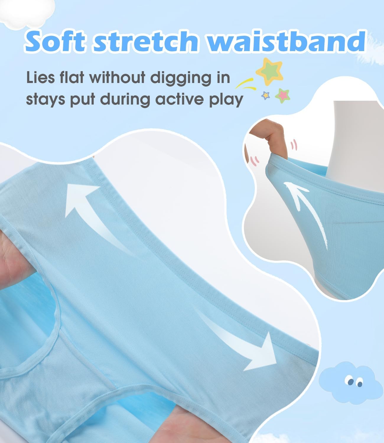 BAMBOO COOL Girls Underwear Kids Soft Skin-friendly Panties Breathable Lightweight Briefs For Teens 6-14 Years 6 Pack