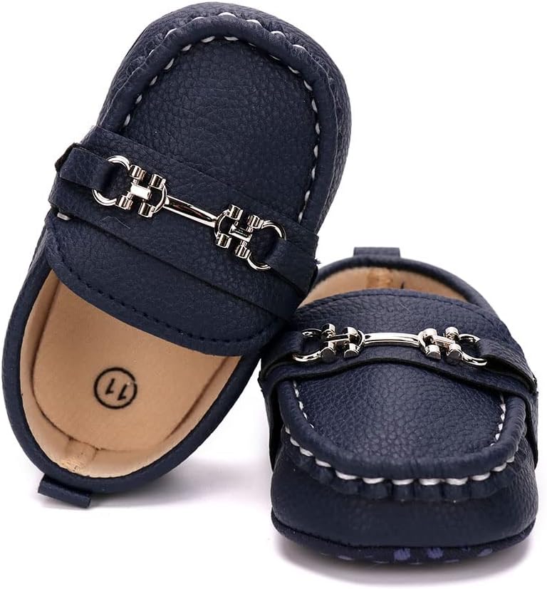 LONSOEN Baby Girls Boys Loafers Prewalker Dress Crib Shoes