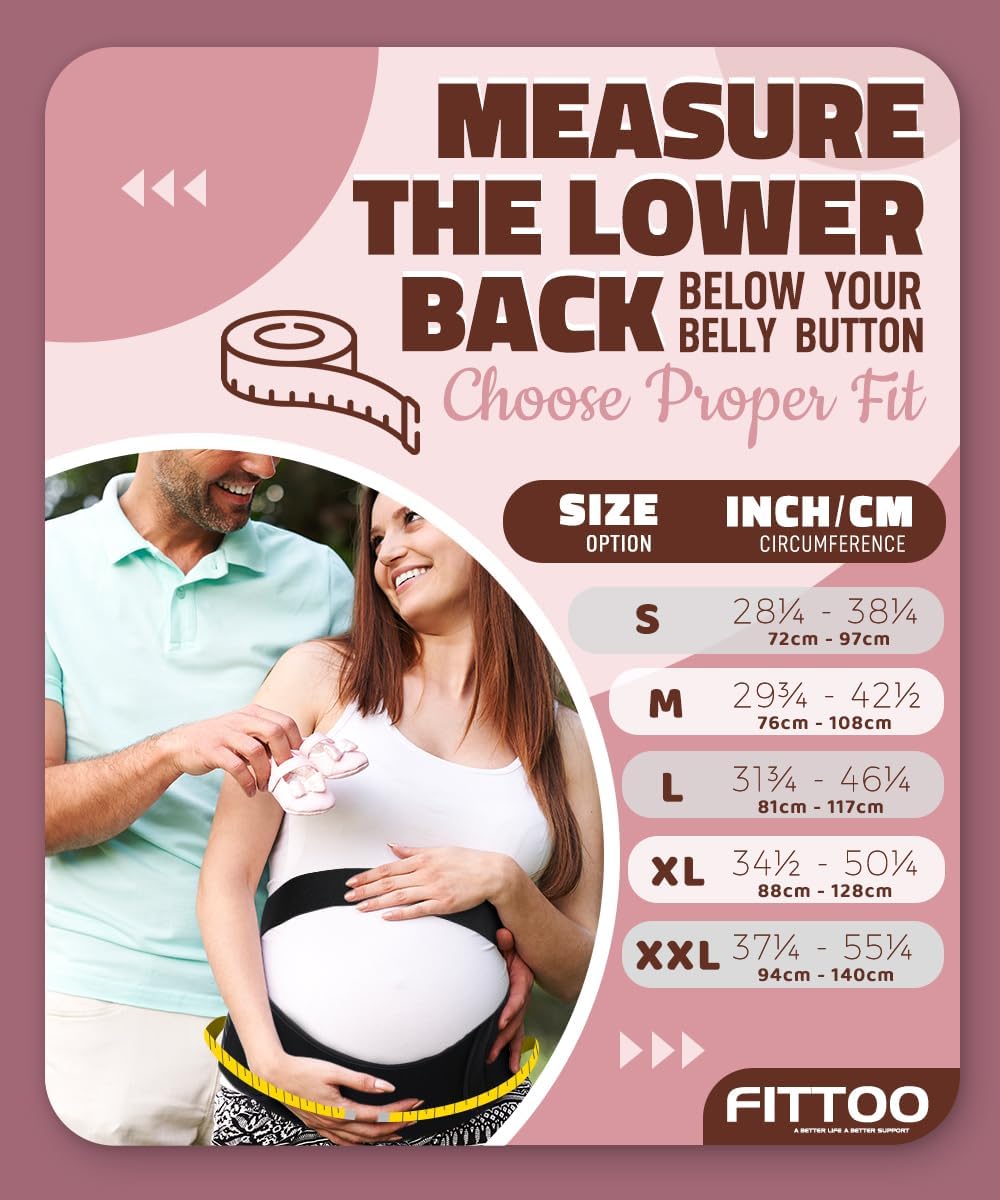 FITTOO Maternity Belt Back Support Belly Band Pregnancy Belt Support Brace Abdominal Binder Waist Support Beige L