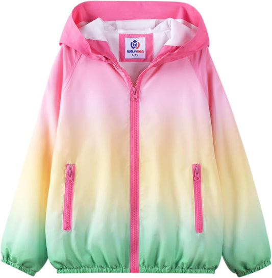 WELAKEN Lightweight Jacket for Girls Kids & Toddler II Girls' Print Water-Resistant Jacket