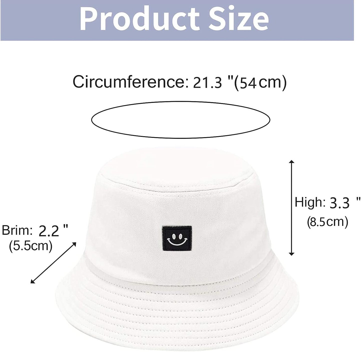 Kids Sun Hat Smile Face Bucket Hat for Girls Boys Summer Sun Protection Cotton Unisex Beach Cap