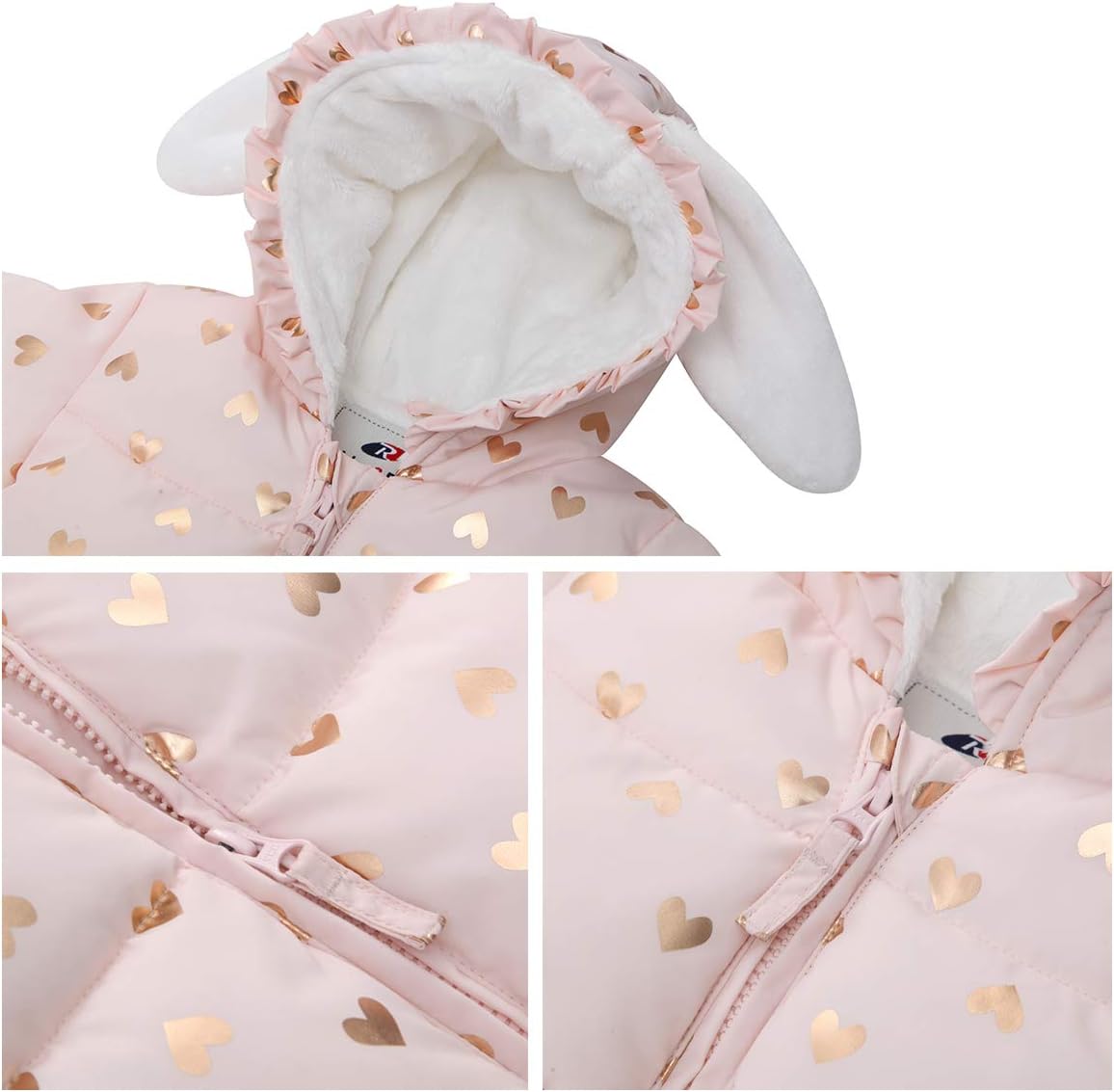 Rokka&Rolla Baby Girls' Water-Resistant Soft Mini Fur Lined Puffer Jacket Winter Coat for Newborn Infant Toddler