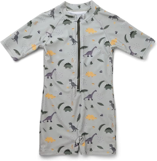 Boys One Piece Swimsuit Whale Dolphin Bathing Suit Zipper Rash Guard Kid Short Sleeve Swimwear Shark Beach Wear UPF50+