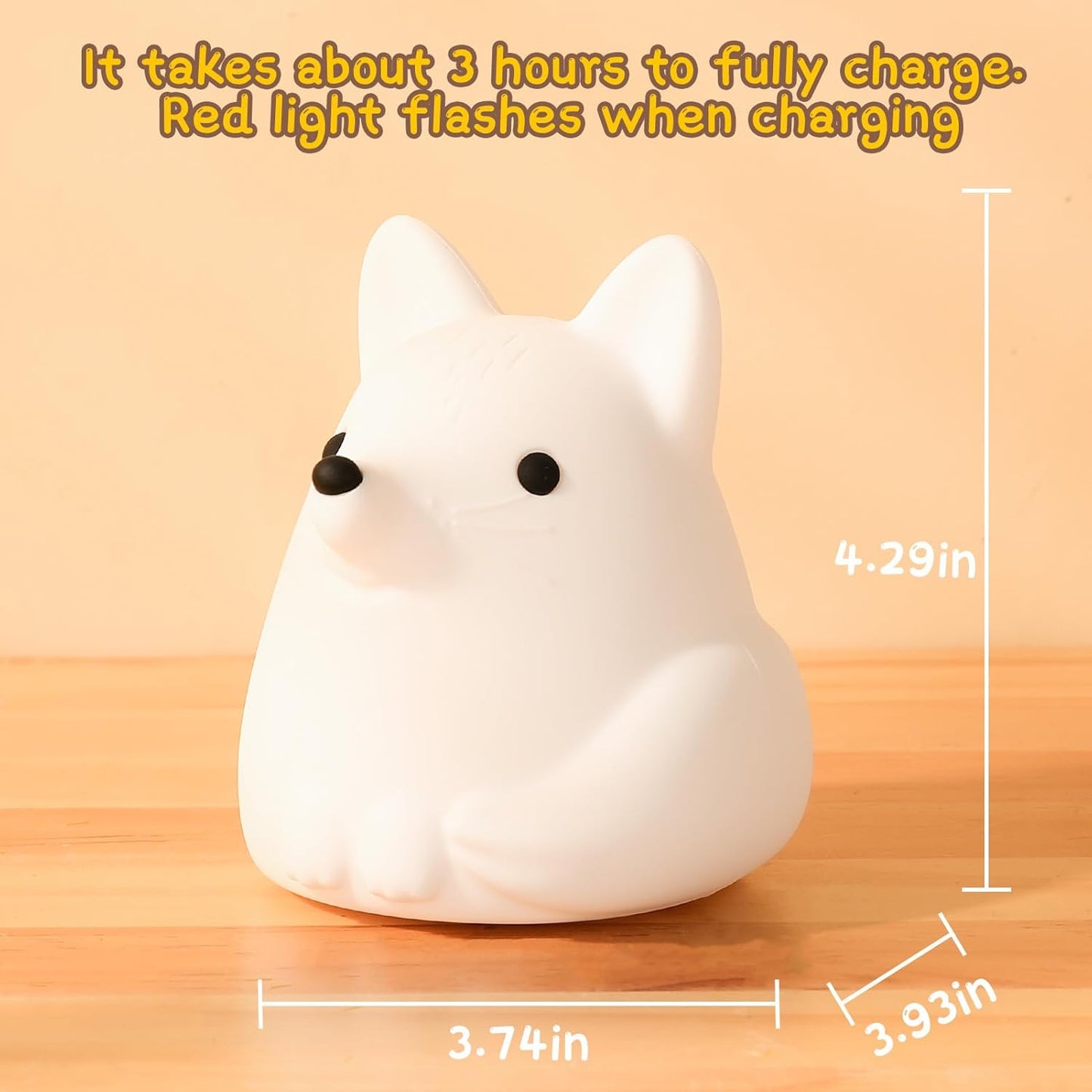 LOVERUIS Night Light for Children, Fox Night Lights 7 Colours Night Light Baby, USB Rechargeable, Cute Lamp Gifts for Babies, Children, Toddlers 30-Minute Timer