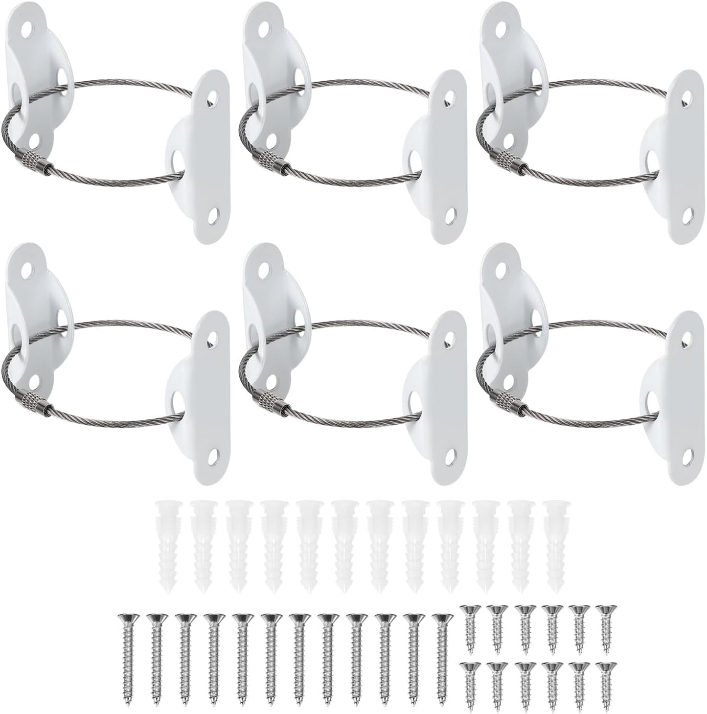 MECCANIXITY Furniture Anchors, 8 Inch Anti Tip Furniture Anchors Stainless Steel Furniture Securing Wall Anchors for Earthquake Straps Home Safety, White 6 Sets