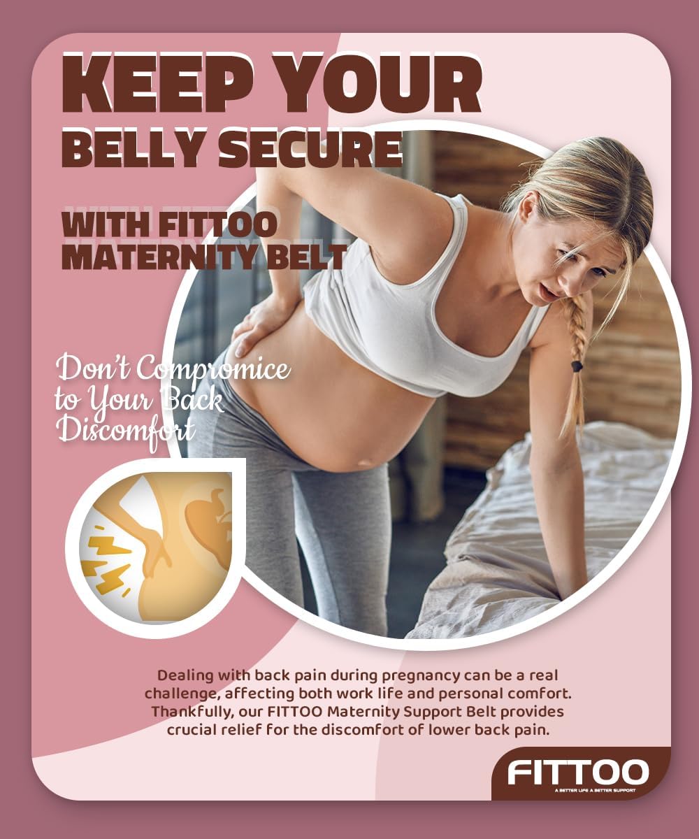 FITTOO Maternity Belt Back Support Belly Band Pregnancy Belt Support Brace Abdominal Binder Waist Support Pink M