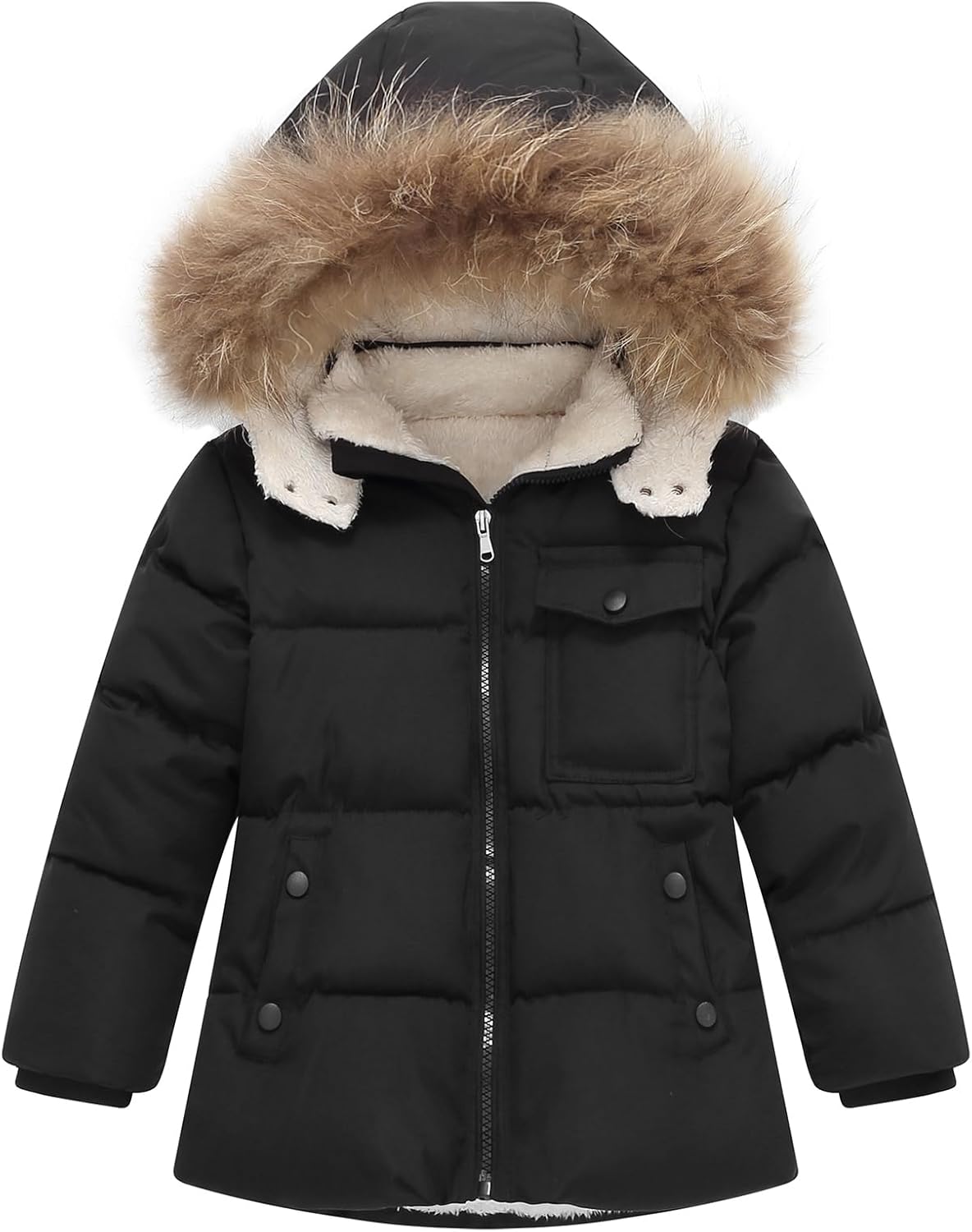 Toddler Winter Coat Baby Jacket Snow Boy Hoodie Puffer Girl Fleece Clothes 1-5T