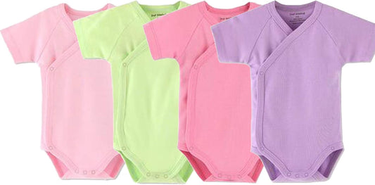 Baby Boys Girls Short Sleeves Kimono Clothes Cotton Baby Side-Snap Bodysuit Pack of Baby Layette Set