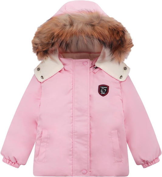 Toddler Winter Coat Baby Puffer Jacket Boy Hoodie Fleece Outerwear Clothes 0-5T