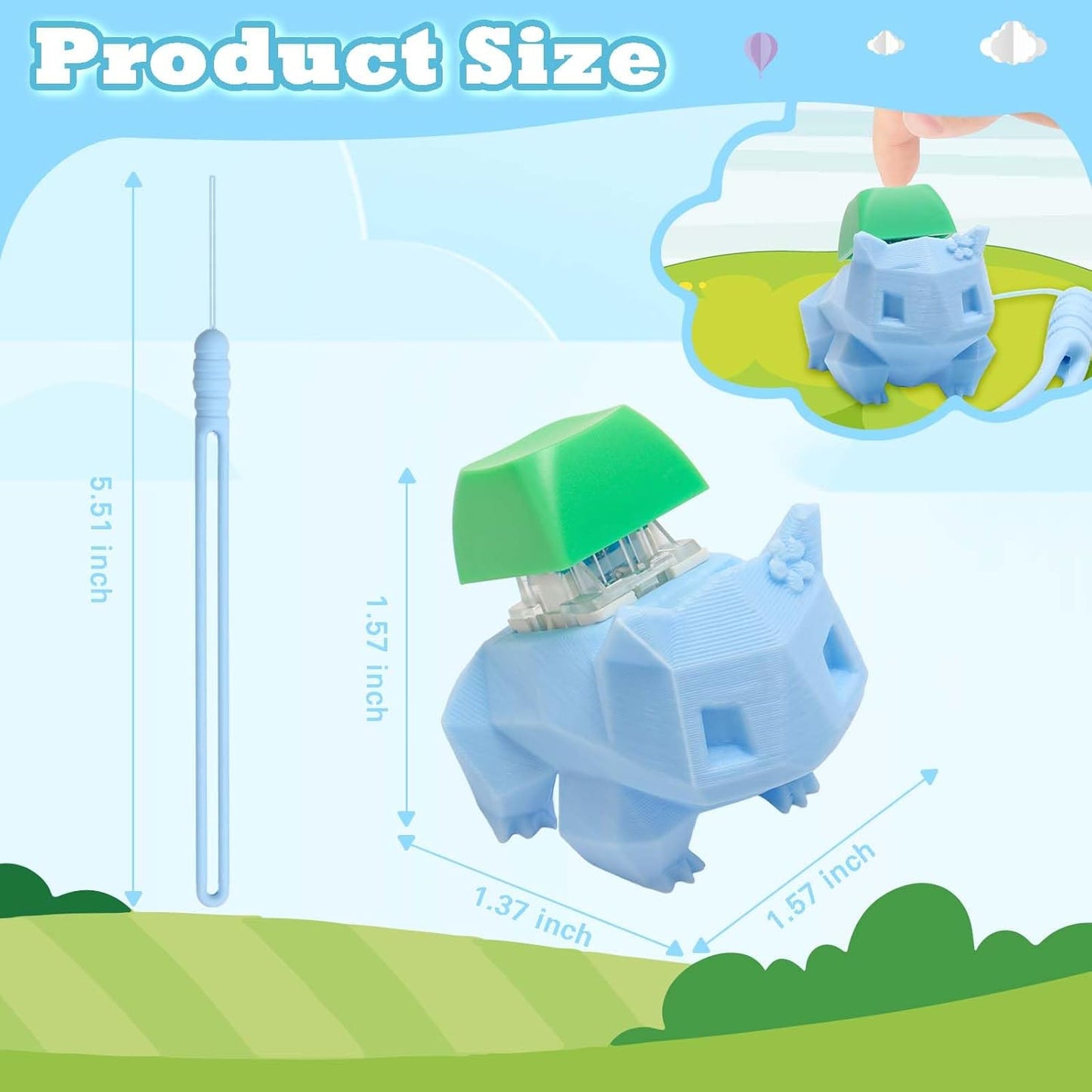 3D Printed Frog Keyboard Fidget Toy for Adults Keyboard Clicker Keychain Fidget Stress Relief Sensory Toy (Frog)