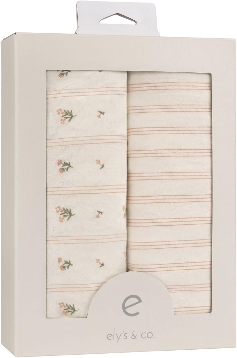 Ely's & Co. Crib Sheets, Baby Girl Fitted Crib Mattress Sheet Set, 2 Pack, 100% Jersey Knit Cotton, Infant and Toddler Nursery Bedding, 28” x 52” Pink Linear Floral Collection