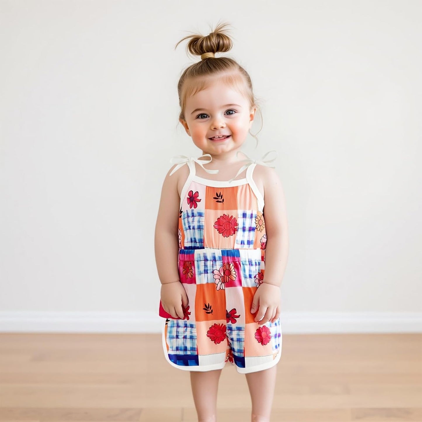 WZTYYDS Toddler Baby Girl Summer Clothes Floral Romper Tie-Up Strap Halter Jumpsuit Infant Summer Sling Playsuit 6M-3T