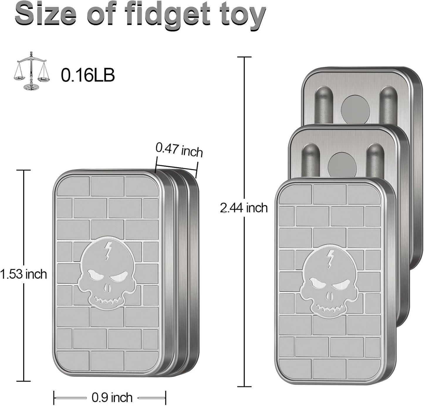 ATESSON Magnetic Fidget Slider,Metal Push Card Stress Relief Toy,Office Desk Adult Fidget Toys,Magnetic Fidget Toy for Autism ADHD Special Needs