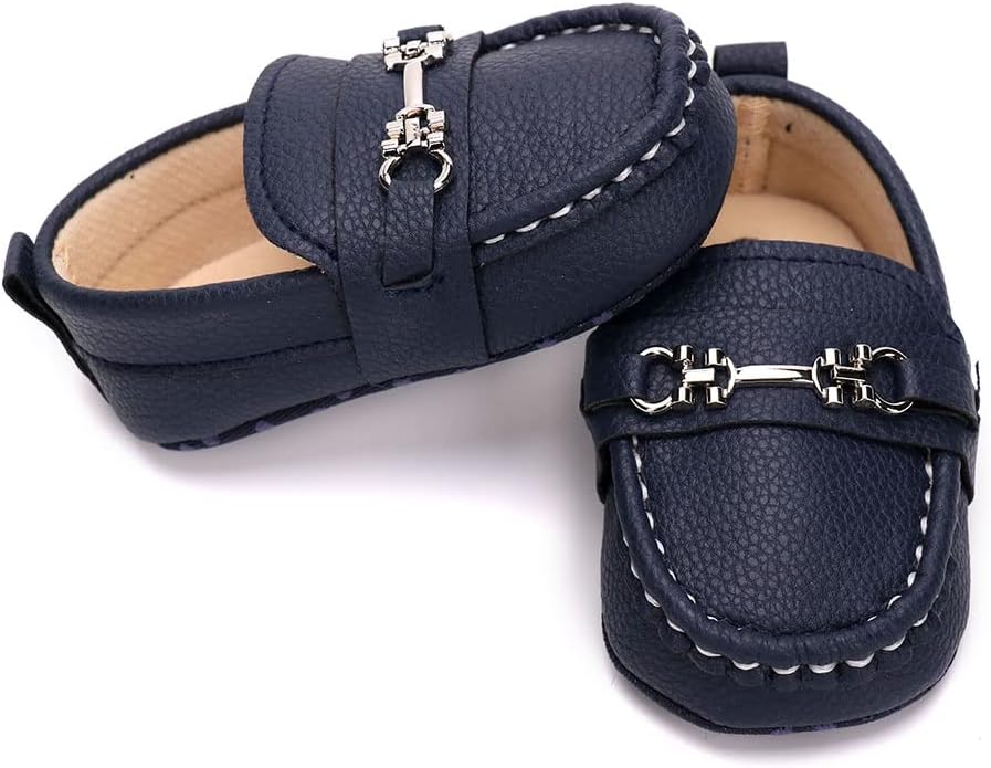 LONSOEN Baby Girls Boys Loafers Prewalker Dress Crib Shoes