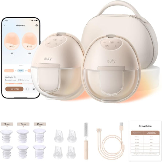 eufy Security Heated Wearable Breast Pump S1 Pro, Slim Hands-Free with Industry-Leading HeatFlow Tech, Wireless Charging Case, App-Controlled OptiRhythm, Hospital-Grade Suction, in-Bra Use
