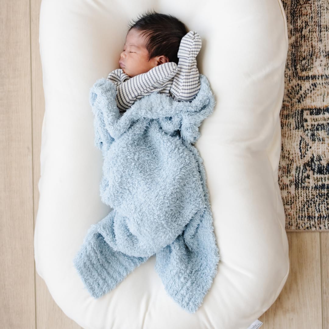 SARANONI Bamboni Luxury Baby Blanket, Breathable & Soft Plush for Infant Boys & Girls (Light Blue, Mini 15” x 20”)