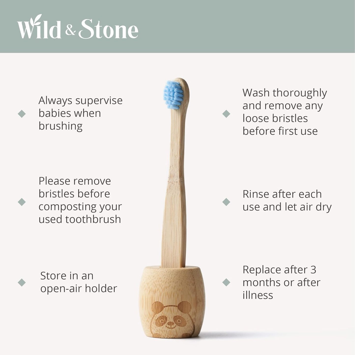 Wild & Stone Organic Baby Bamboo Toothbrushes | 4 Pack | Soft Bristles | 100% Compostable Handle | BPA Free | Vegan Baby Toothbrushes (White)