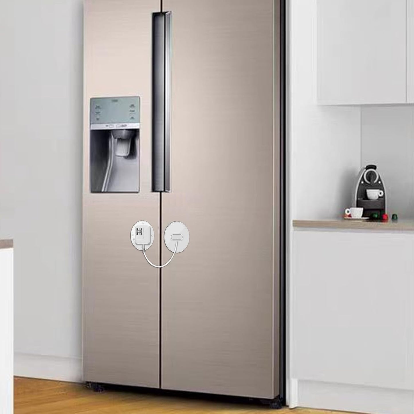 Heavy Duty Combination Refrigerator Lock (2 Pack) - Fridge Lock for Fridge, Cabinets, Drawers, Window and Cabinet Locks Baby Proofing, Strong Non-Marking Adhesive No Drilling (White)