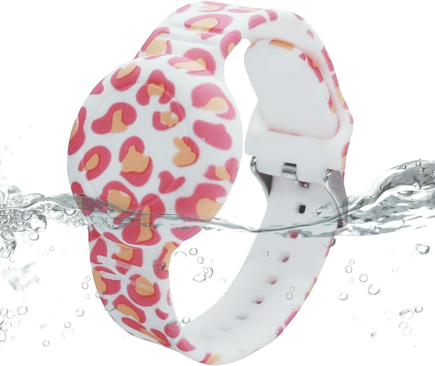 Waterproof AirTag Bracelet for Kids, Soft Silicone Air Tag Hidden Holder Case Compatible with Apple Airtag, Adjustable Anti-Lost Printed Strap GPS Traker for Toddler Child(Camouflage Orange)