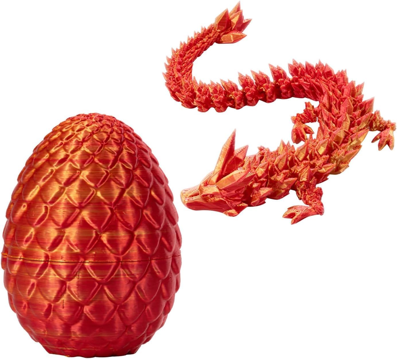 Executive Desk Toys Easter Egg, 3D Printed Dragon, 3D Dragon Eggs with Dragon Inside, Dragon Toy Dragon Egg Fidget Toy, Fidget Toys for Autism/ADHD (Silk Red)