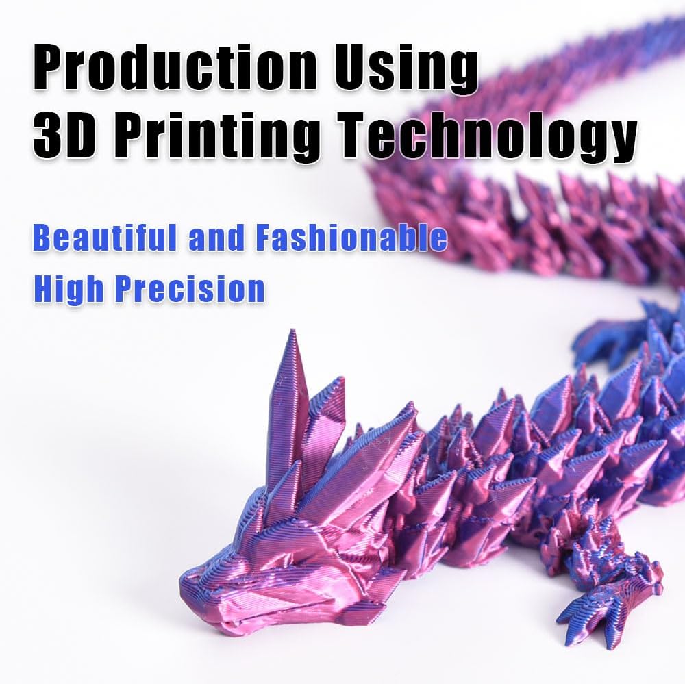 12" 3D Printed Dragon,Crystal Dragon, Articulated Dragon, Dragon Fidget Toy, Home Office Decor Executive Desk Toys，Creative Birthday Gift for Boyfriends（2PCS）