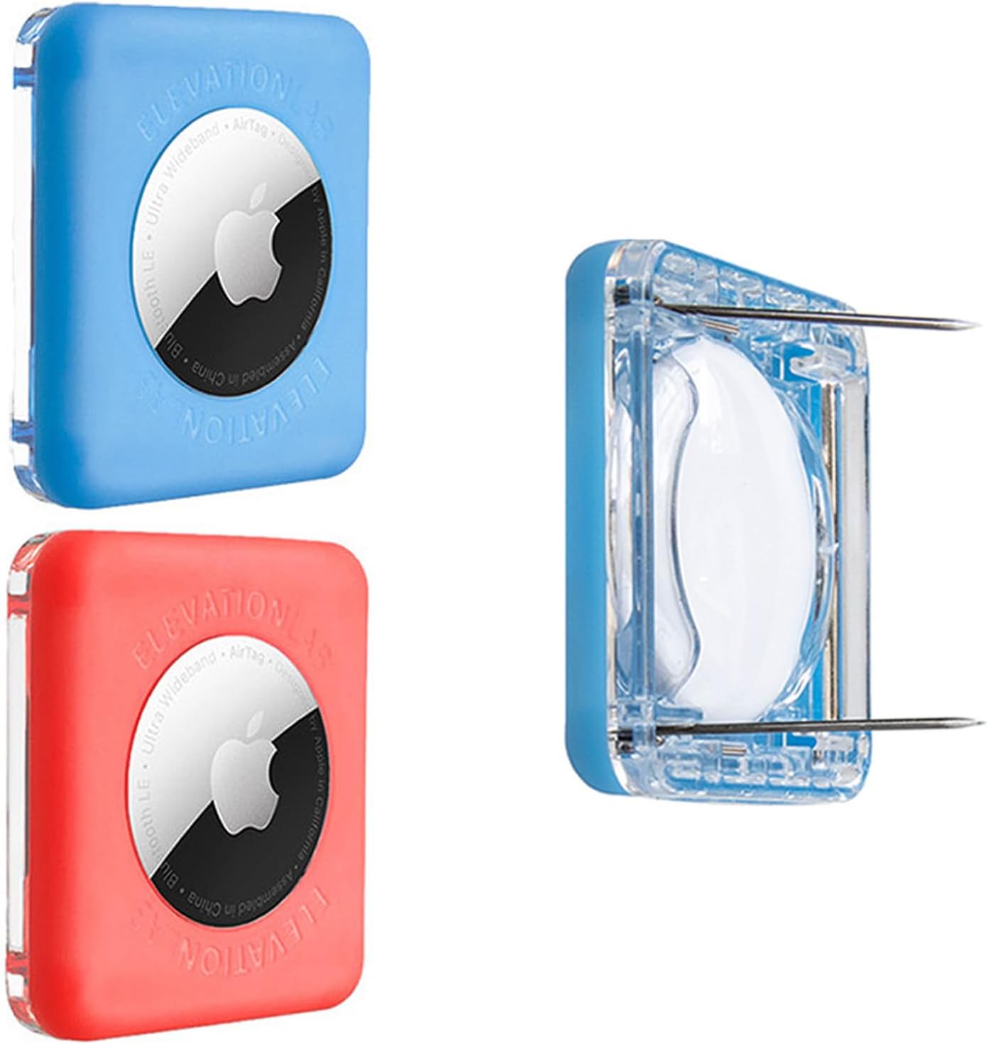 Elevation Lab TagVault AirTag Dual Safety Pin (Pack of 2) - The Most Secure AirTag Holder for Kids, Low-Profile, Doesn't Dangle, Elevation Lab - Blue, Red