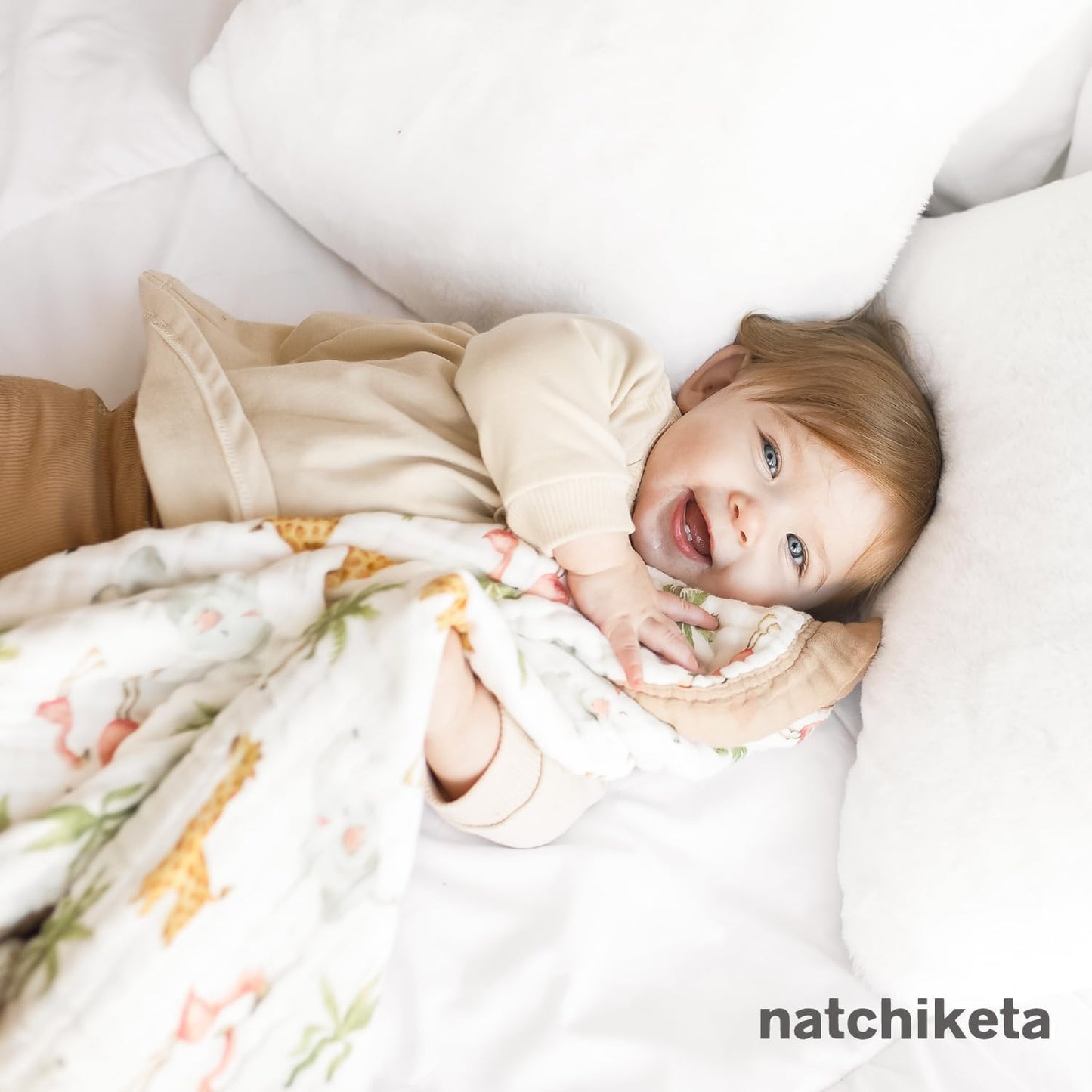 Organic Cotton Muslin Baby Blanket for Boys and Girls - Luxurious Soft Toddler Quilt for Swaddling - Gender Neutral Blankets Makes a Great Jungle