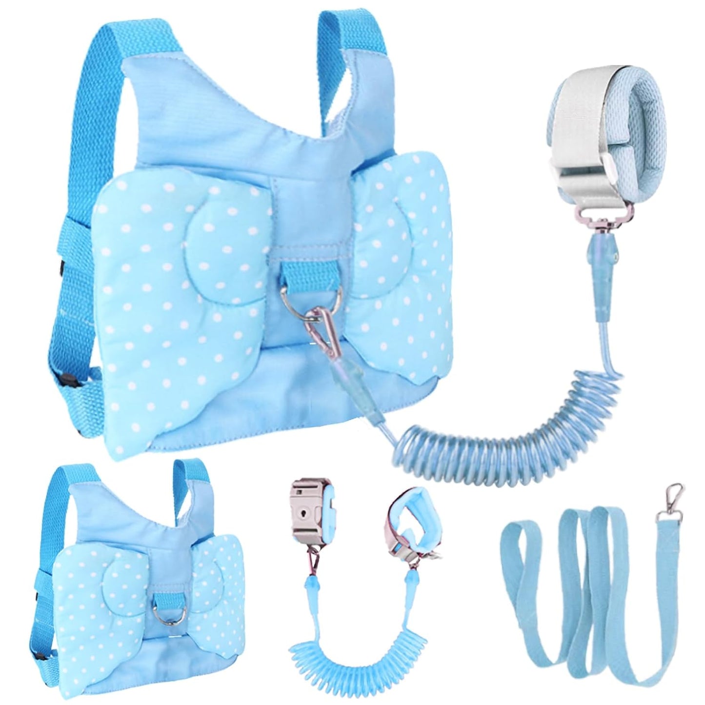 Toddler Harness with Leash - Child Leash and Anti Lost Wrist Link with Lock, Baby Walking Harness Assistant for Boys, Cute Traction Safety Leash for Kids, Holiday Travel Christmas Gift, Blue