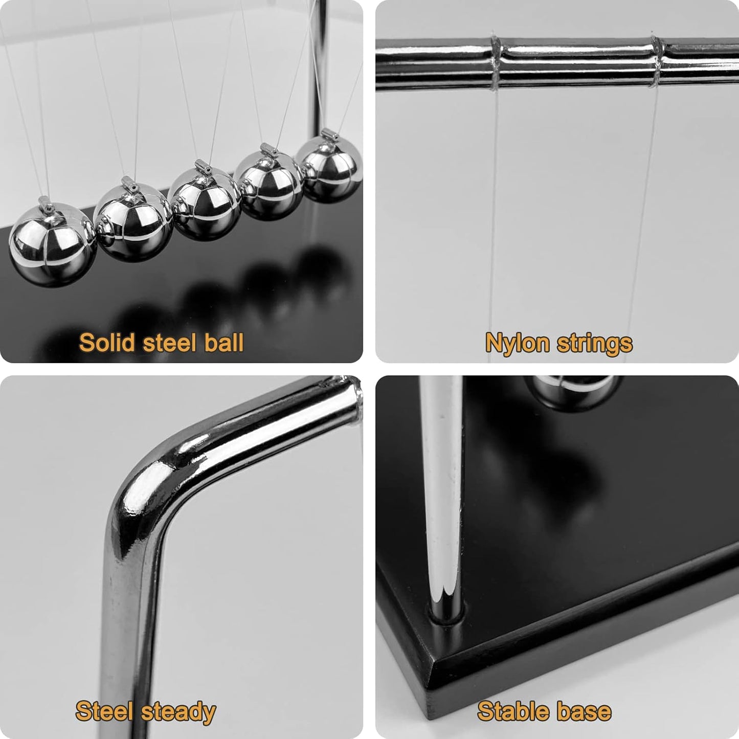 Large Newton's Cradle - Sealive Balance Ball Physics Desk Toy - Science Fun & Stress Relief for Men - Helps with Thinking, Concentration and Calm Down for Office & Home