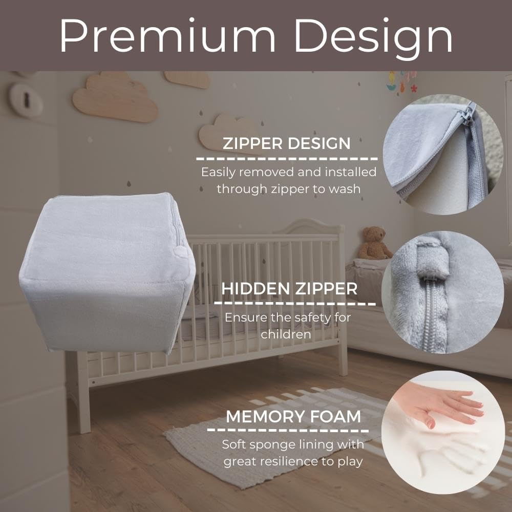 Wonder Space Plush Foam Blocks - Nursery Building & Stacking Toys for Toddlers Boys & Girls, Soft Smooth Velvet Cover, Early Education Gross Motor Skills & Brain Development (12 Cubes, Castle Rock)