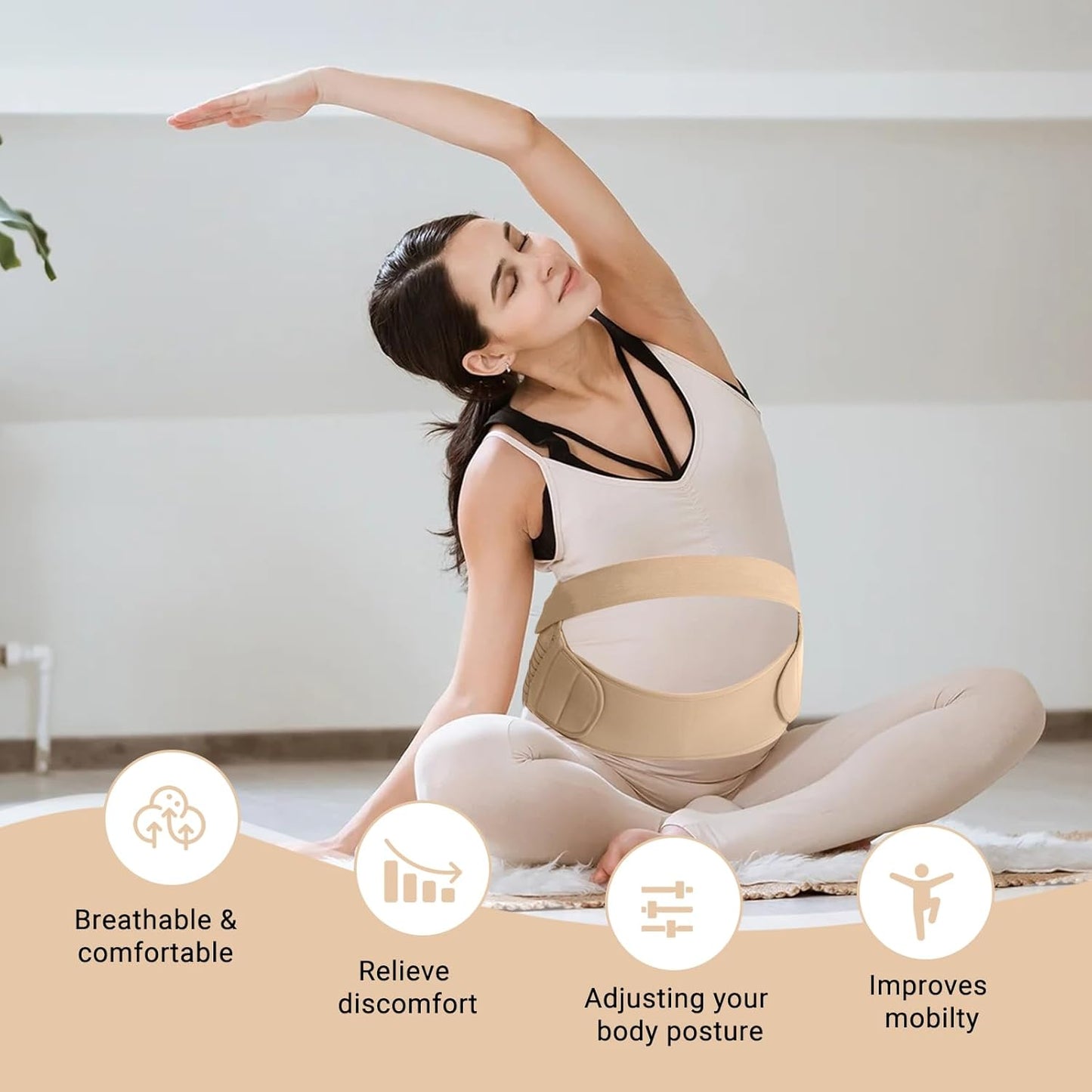 Maternity Belly Band for Pregnant Women, Maternity Belt, Pregnancy Belly Support Band for Abdomen,Breathable and Adjustable Belly Brace, Relieve Waist and Back Pain(XL)